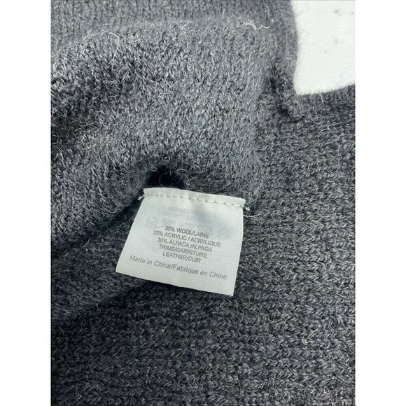 Tory Burch Black Leather Buckle Alpaca Wool Sweater tunic Size M. loose knit‎ - Picture 9 of 11